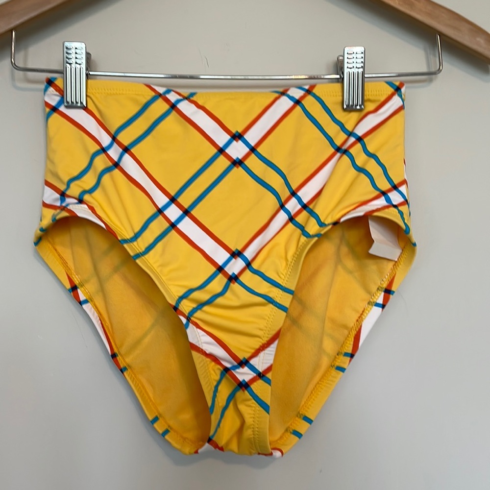 Hobie Yellow Plaid Bikini Bottom Sz 12 NWT